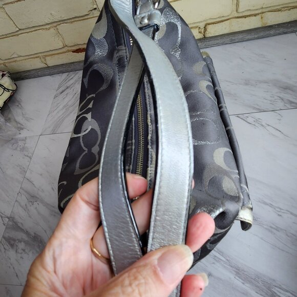 Like New Coach Penelope Optic Metallic Signature Crossbody Convertible Purse - Picture 9 of 16